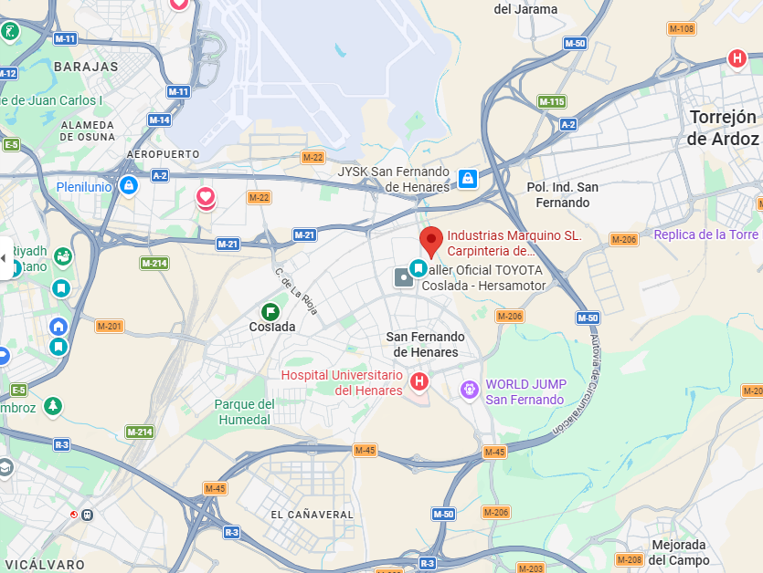 Mapa de ubicación de Industrias Marquino en Coslada